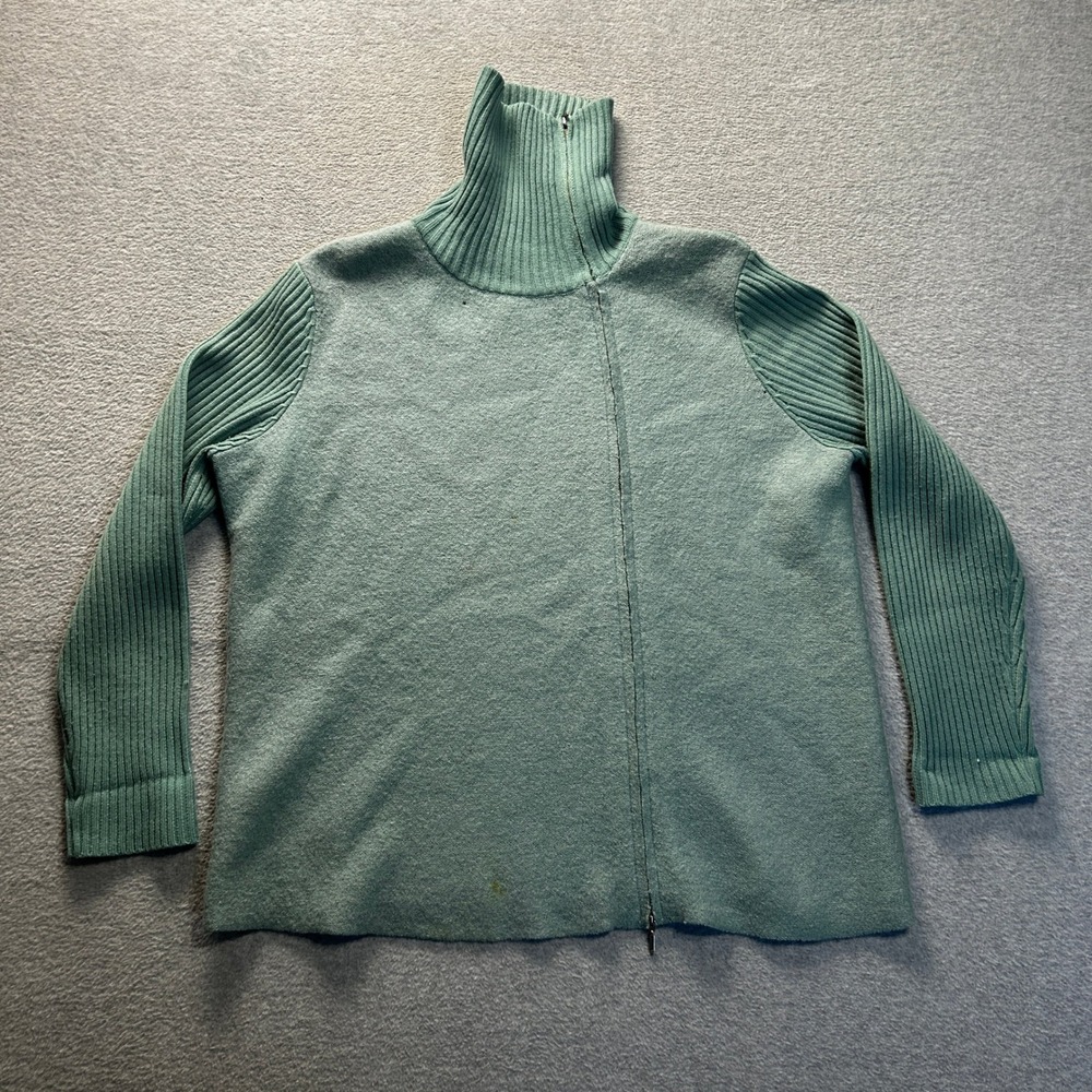 Evan-Picone Turtleneck Sweater Womens Medium Teal Wool Blend Minimalist Preppy